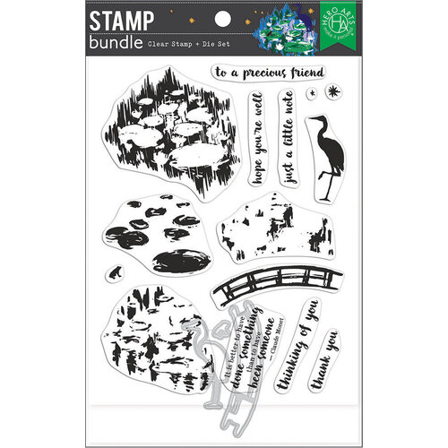 Hero Arts - Die and Clear Photopolymer Stamp Set - Impressionist Water Lilies HeroScape Combo