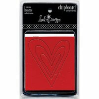 Heidi Swapp - Chipboard Ornaments - Hearts - Crimson White and Raw