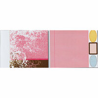 Heidi Swapp - Carefree Collection - 12x15 Double Sided Paper with Die Cuts - Pink School Stripe, CLEARANCE