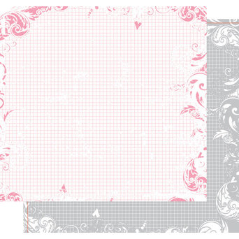 Heidi Swapp - Love Notes Collection - 12 x 12 Double Sided Paper - Lovely Grid, CLEARANCE