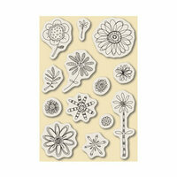 Inkadinkado - Repositionable Rubber Stamps - Large - Fanciful Flowers, CLEARANCE