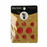 Imaginisce - A Shore Thing Collection - Stitchin' Button Brads - Lip Gloss Red, CLEARANCE
