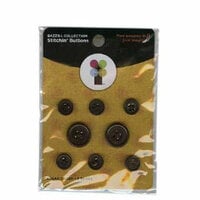 Imaginisce - A Shore Thing Collection - Stitchin' Button Brads - Sugar Daddy Brown, CLEARANCE