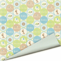 Imaginisce - Baby Powder Collection - 12x12 Double Sided Flocked Paper - Bouncing Baby Boy