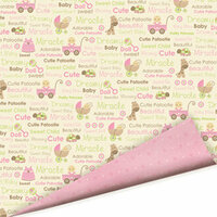 Imaginisce - Baby Powder Collection - 12x12 Double Sided Paper - Cutie Patootie - Baby Girl