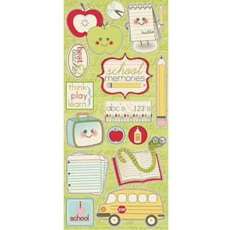 Imaginisce - Teachers Pet Collection - Glossy Chipboard Stickers - I Love School, BRAND NEW