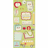 Imaginisce - Teachers Pet Collection - Glossy Chipboard Stickers - I Love School, BRAND NEW