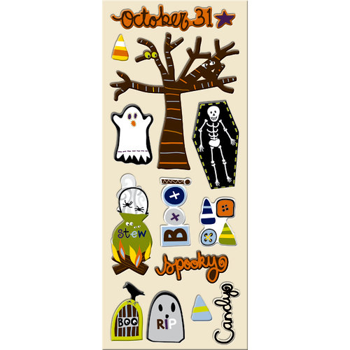 Imaginisce - Spooky Town Halloween Collection - Chipboard Stickers - Tombstone Terrors