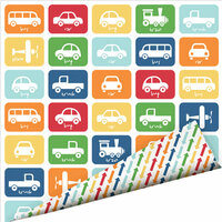 Imaginisce - Let's Roll Collection - 12 x 12 Double Sided Gloss Embossed Paper - Let's Go , BRAND NEW