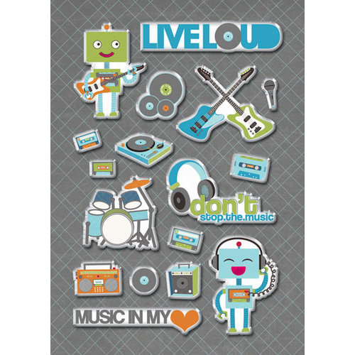 Imaginisce - Live Loud Collection - 3 Dimensional Epoxy Glass Stickers - Double Platinum, CLEARANCE