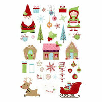 Imaginisce - Cottage Christmas Collection - Rub Ons - Christmas Cottage Icons