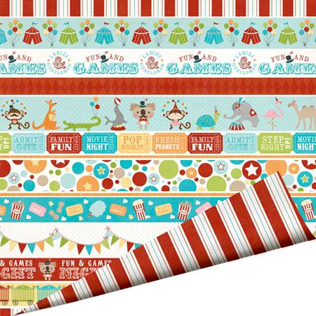 Imaginisce - Animal Crackers Collection - 12 x 12 Double Sided Paper with Glossy Accents - Under the Big Top, BRAND NEW