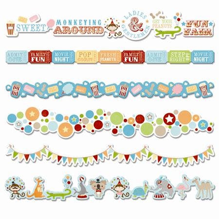 Imaginisce - Animal Crackers Collection - Adhesive Border Strips with Glossy Accents - All Aboard!, BRAND NEW