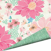 Imaginisce - Garden Party Collection - 12 x 12 Double Sided Paper with Glossy Accents - Darling Dahlias