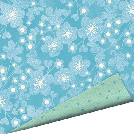 Imaginisce - Garden Party Collection - 12 x 12 Double Sided Paper with Glossy Accents - Blossoms of Blue