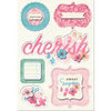 Imaginisce - Garden Party Collection - Sticker Stackers - 3 Dimensional Stickers with Glossy Accents - Poppin' Petal Tags