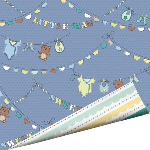 Imaginisce - Little Cutie Collection - 12 x 12 Double Sided Paper with Glossy Accents - Little Man