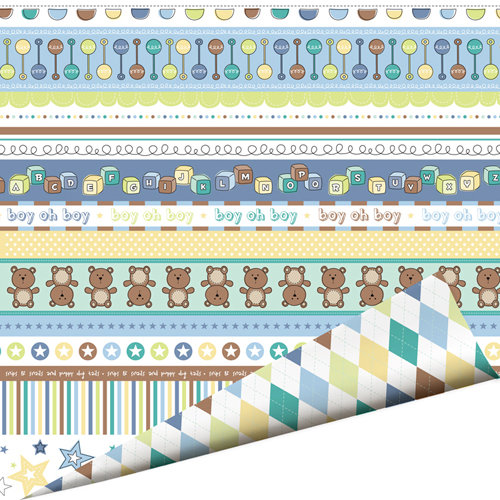 Imaginisce - Little Cutie Collection - 12 x 12 Double Sided Paper with Glossy Accents - Boy Oh Boy