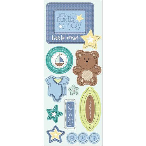 Imaginisce - Little Cutie Collection - Chipboard Stickers with Glossy Accents - Mommy's Little Boy