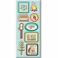 Imaginisce - Happy Camper Collection - Chipboard Stickers with Glossy Accents - Take a Hike