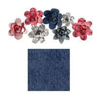 Imaginisce - Gotta Buy Basics Collection - Roly Rosies - Fabric - Denim