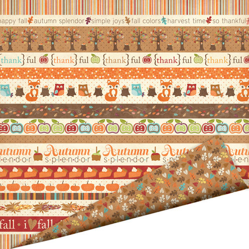 Imaginisce - Happy Harvest Collection - 12 x 12 Double Sided Paper with Glossy Accents - Autumn Splendor