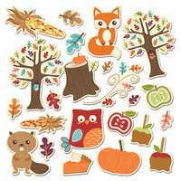 Imaginisce - Happy Harvest Collection - Die Cut Cardstock Pieces with Glossy Accents - Fall Friends Icon