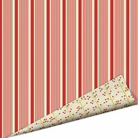 Imaginisce - Santa's Little Helper Collection - Christmas - 12 x 12 Double Sided Paper with Glossy Accents - Peppermint Stick