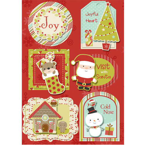 Imaginisce - Santa's Little Helper Collection - Christmas - Sticker Stacker - 3 Dimensional Stickers with Glossy Accents - Winter Wonderland