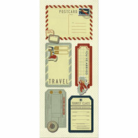 Imaginisce - Bon Voyage Collection - Sticker Stacker - 3 Dimensional Stickers with Glossy Accents - Luggage Tags