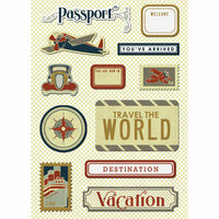 Imaginisce - Bon Voyage Collection - Canvas Stickers - Passport to Adventure