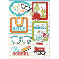 Imaginisce - Geek is Chic Collection - Sticker Stacker - 3 Dimensional Stickers with Glossy Accents - Back to School