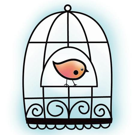 Imaginisce - Hippity Hop Collection - Snag 'em Acrylic Stamps - Bird Cage