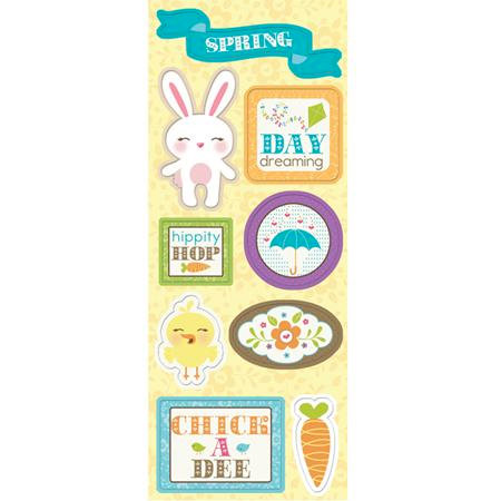 Imaginisce - Hippity Hop Collection - Chipboard Stickers with Glossy Accents - Bunny Day