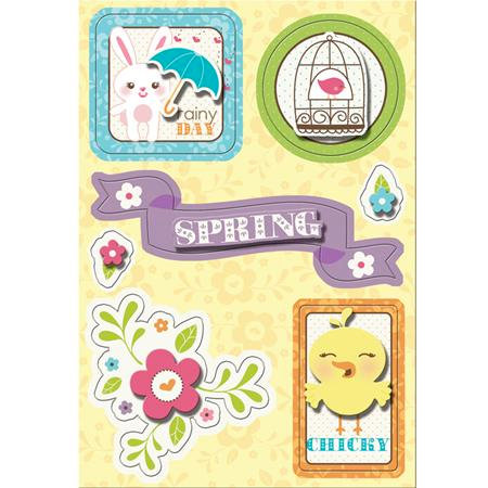 Imaginisce - Hippity Hop Collection - Sticker Stacker - 3 Dimensional Stickers with Glossy Accents - Rainy Day