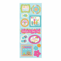 Imaginisce - Makin' Waves Collection - Chipboard Stickers with Glossy Accents - Hot Summer Day