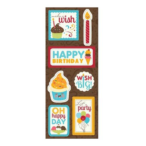 Imaginisce - Hello, Cupcake Collection - Chipboard Stickers with Glossy Accents - Oh Happy Day