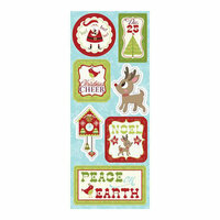Imaginisce - Christmas Cheer Collection - Chipboard Stickers with Glossy Accents - Peace on Earth