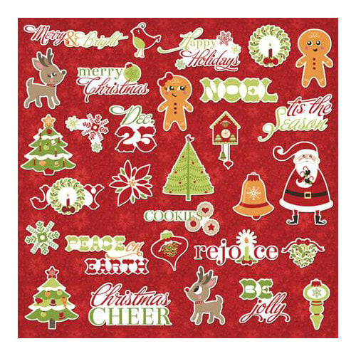 Imaginisce - Christmas Cheer Collection - Die Cut Cardstock Pieces with Glossy Accents - Rejoice
