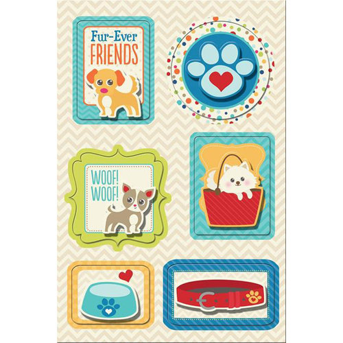 Imaginisce - Good Dog Collection - Sticker Stacker - 3 Dimensional Stickers with Glossy Accents - Fur-ever Friends