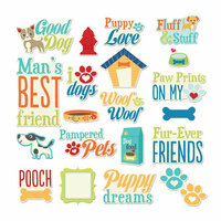 Imaginisce - Good Dog Collection - Die Cut Cardstock Pieces with Glossy Accents - Doggy