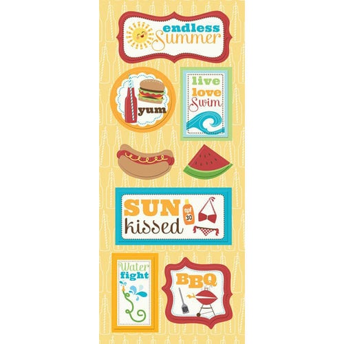 Imaginisce - Endless Summer Collection - Chipboard Stickers - Live, Love, Swim