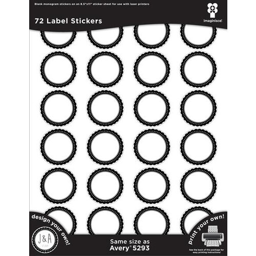 Imaginisce - Black Ice Collection - Black Medallion Circle Label Stickers