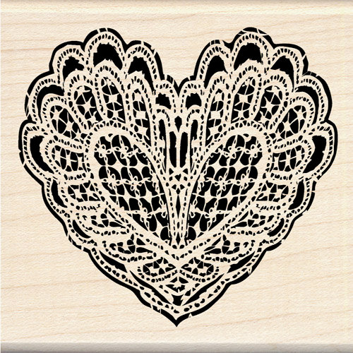 Inkadinkado - Valentine's Day Collection - Wood Mounted Stamps - Lacy Heart LACY HEART