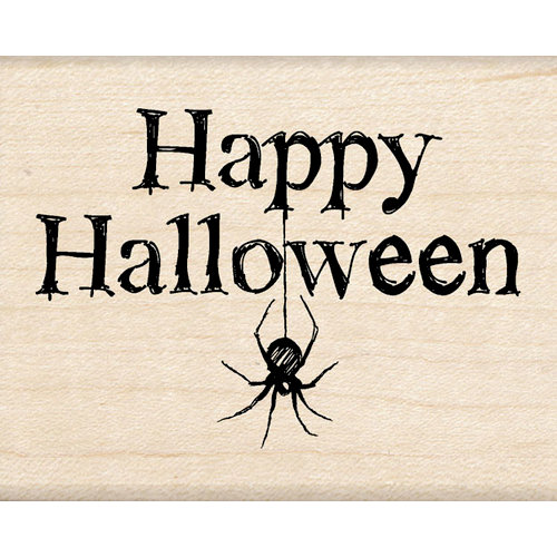 Inkadinkado - Halloween Collection - Wood Mounted Stamps - Happy Halloween with Spider