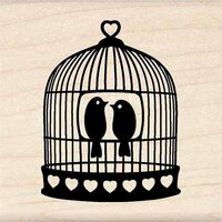 Inkadinkado - Valentine's Day Collection - Wood Mounted Stamps - Heart Bird Cage