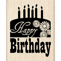 Inkadinkado - Birthday Fun Collection - Wood Mounted Stamps - Happy Birthday Cake
