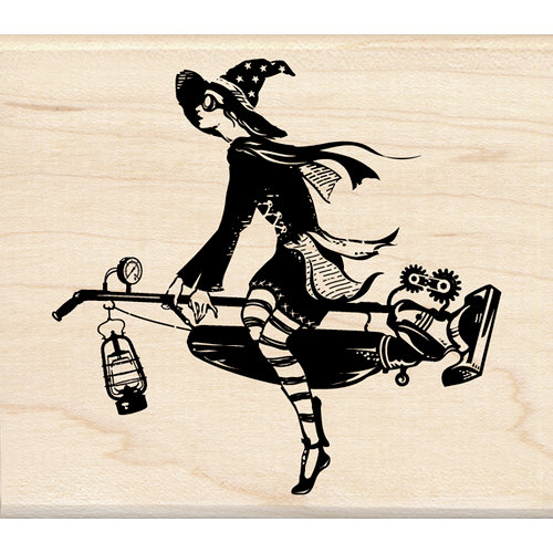 Inkadinkado - Halloween Collection - Wood Mounted Stamps - Steampunk Witch