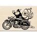 Inkadinkado - Steampunk Collection - Christmas - Wood Mounted Stamps - Motorcycle Santa