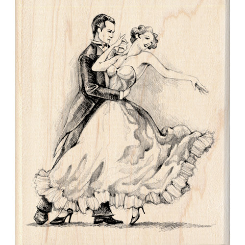 Inkadinkado - Out on the Town Collection - Wood Mounted Stamps - Two Dancers